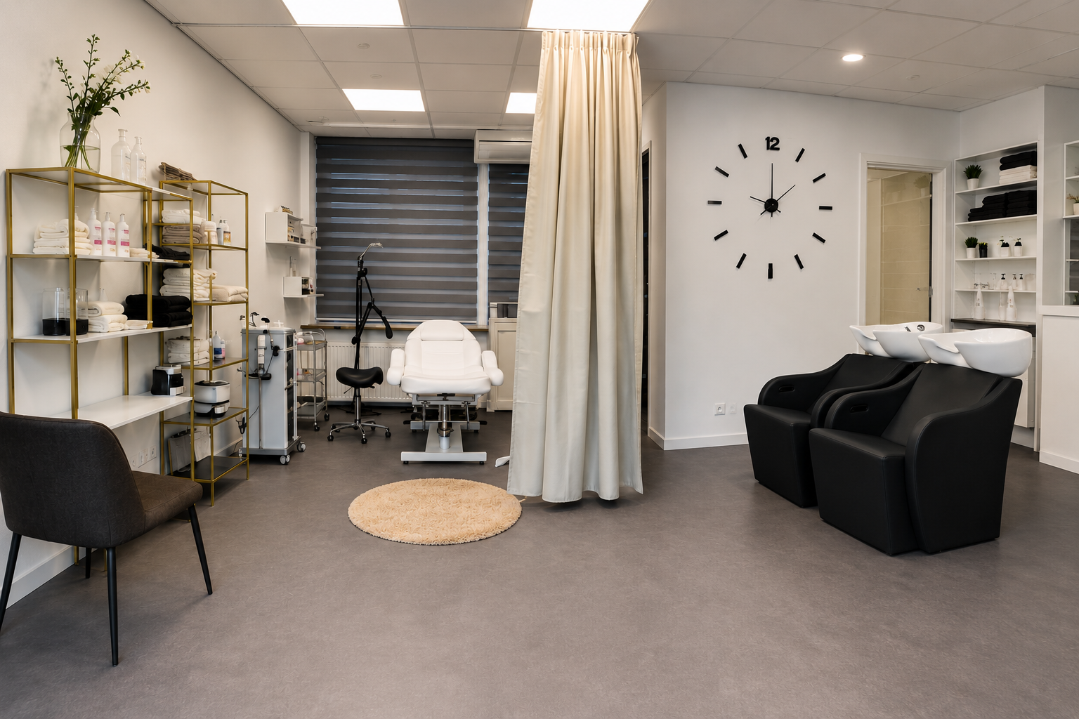 Salon Duhok wasplek en behandelruimte